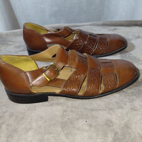 Stacy Adams Huaraches Fisherman Sandal Shoes Mens 11M Brown Comfort Flex Leather - Picture 8 of 13